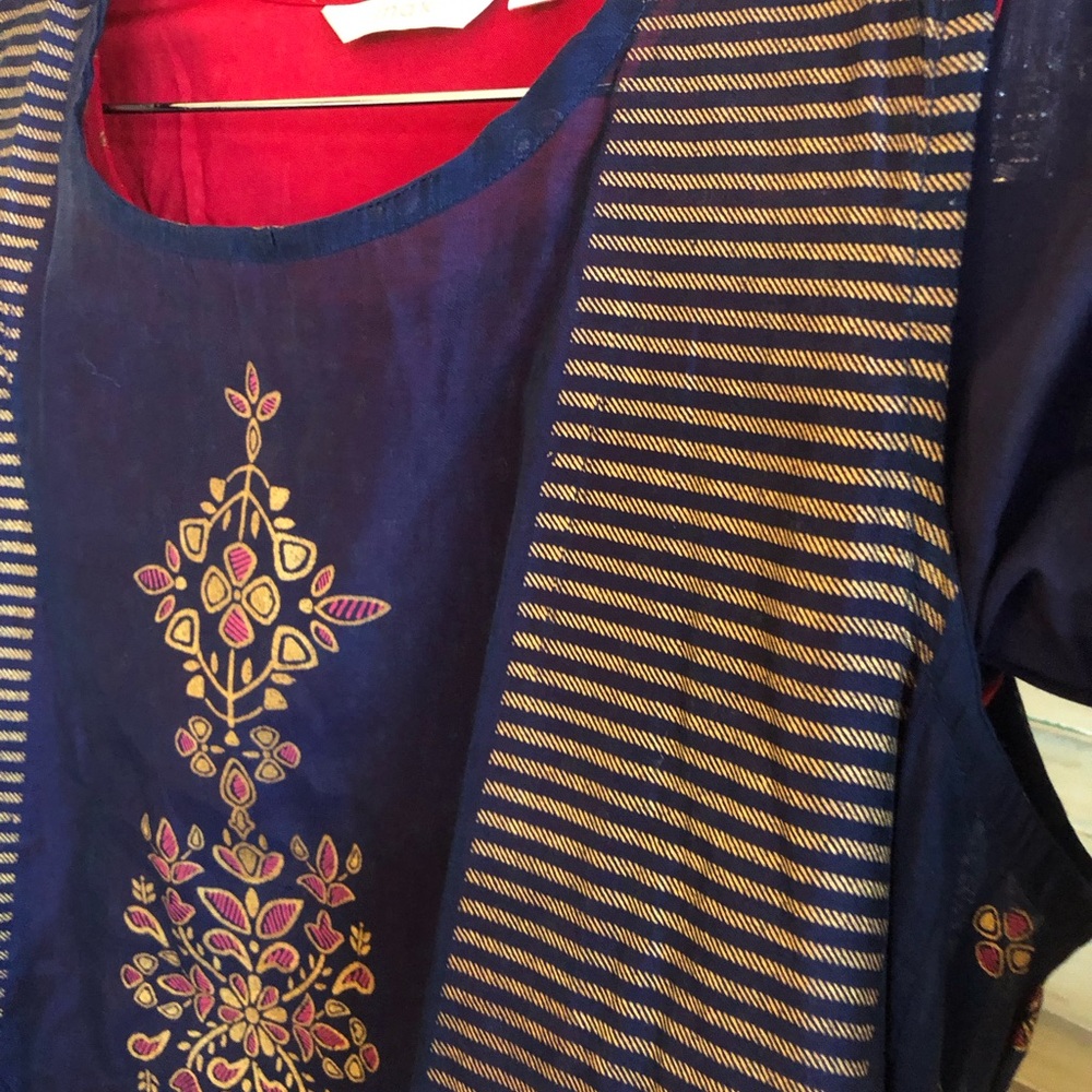 Elegant Blue Ethnic Maxi Dress - Picture 6 of 9